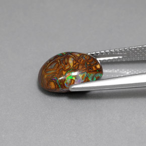 Ópalo boulder multicolor natural de 3,53 ct, corte óvalo, opaco