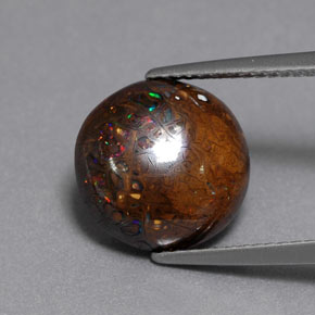 Ópalo boulder multicolor natural de 6,54 ct, corte redondo, opaco