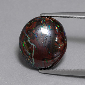 Ópalo boulder multicolor natural de 6,51 ct, corte óvalo, opaco