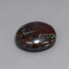 Ópalo boulder multicolor natural de 6,51 ct, corte óvalo, opaco