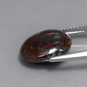 Ópalo boulder multicolor natural de 6,51 ct, corte óvalo, opaco