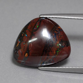 Ópalo boulder multicolor natural de 8,84 ct, trillón, opaco