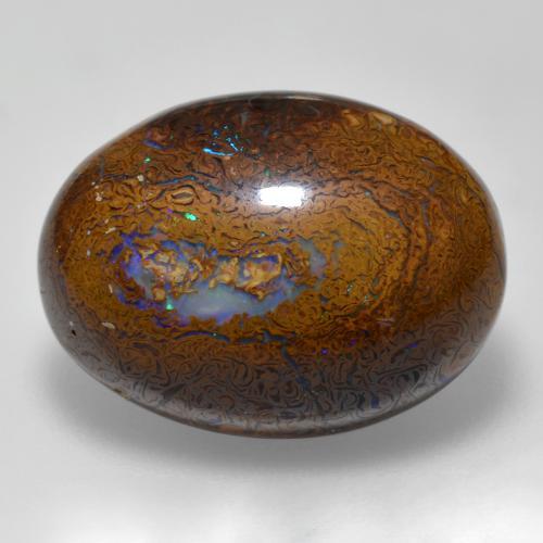 Ópalo boulder multicolor natural de 15,56 ct, corte óvalo, opaco