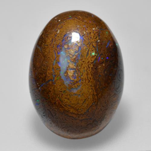 Ópalo boulder multicolor natural de 15,56 ct, corte óvalo, opaco