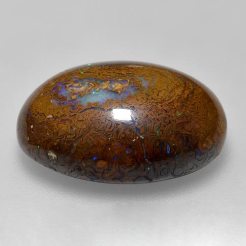 Ópalo boulder multicolor natural de 15,56 ct, corte óvalo, opaco