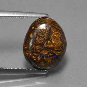 Ópalo boulder multicolor natural de 3,94 ct, forma elegante, opaco