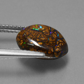 Ópalo boulder multicolor natural de 3,94 ct, forma elegante, opaco