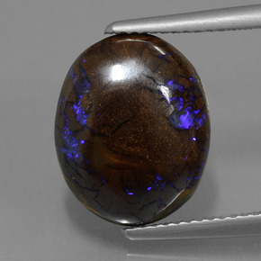 Ópalo boulder multicolor natural de 7,53 ct, corte óvalo, opaco