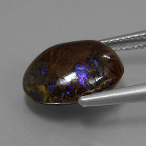 Ópalo boulder multicolor natural de 7,53 ct, corte óvalo, opaco
