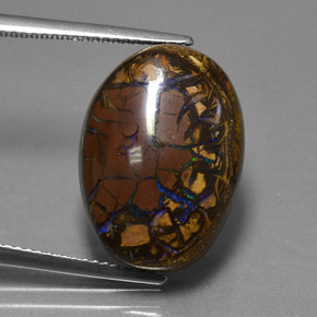 Ópalo boulder multicolor natural de 13,53 ct, corte óvalo, opaco