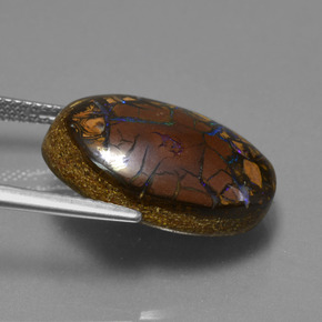Ópalo boulder multicolor natural de 13,53 ct, corte óvalo, opaco