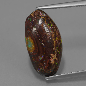 Ópalo boulder multicolor natural de 4,45 ct, forma elegante, opaco
