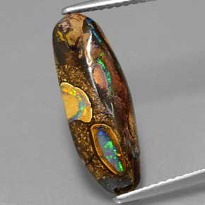 Ópalo boulder multicolor natural de 4,26 ct, forma elegante, opaco