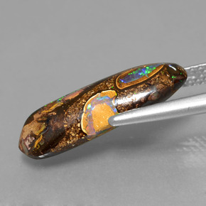 Ópalo boulder multicolor natural de 4,26 ct, forma elegante, opaco