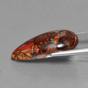 Ópalo boulder multicolor natural de 11,35 ct, en forma de pera, opaco