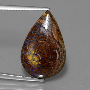 Ópalo boulder multicolor natural de 7,69 ct, en forma de pera, opaco