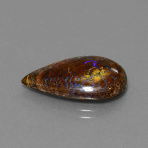 Ópalo boulder multicolor natural de 7,69 ct, en forma de pera, opaco