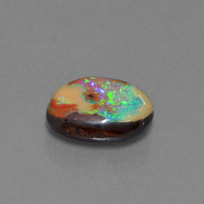Ópalo boulder multicolor natural de 6,24 ct, forma elegante, opaco