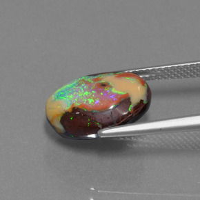 Ópalo boulder multicolor natural de 6,24 ct, forma elegante, opaco