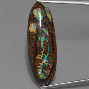 Ópalo boulder multicolor natural de 27,43 ct, corte óvalo, opaco