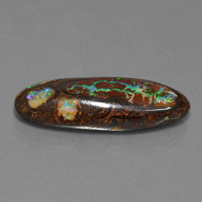 Ópalo boulder multicolor natural de 27,43 ct, corte óvalo, opaco