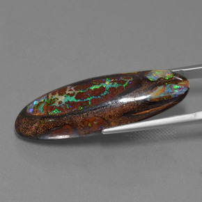 Ópalo boulder multicolor natural de 27,43 ct, corte óvalo, opaco
