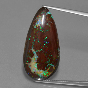 Ópalo boulder multicolor natural de 22,94 ct, en forma de pera, opaco