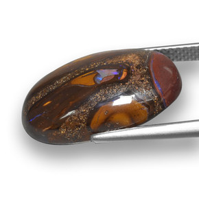 Ópalo boulder multicolor natural de 12,14 ct, corte óvalo, opaco