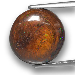 Ópalo boulder multicolor natural de 6,96 ct, corte redondo, opaco
