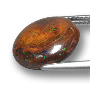 Ópalo boulder multicolor natural de 6,96 ct, corte redondo, opaco