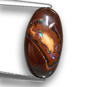 Ópalo boulder multicolor natural de 5,40 ct, corte óvalo, opaco