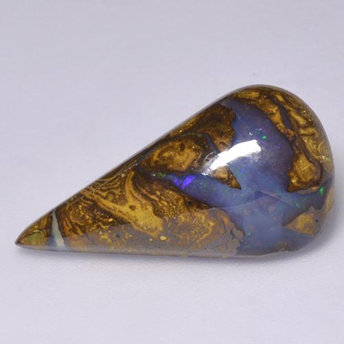 Ópalo boulder multicolor natural de 7,06 ct, en forma de pera, opaco