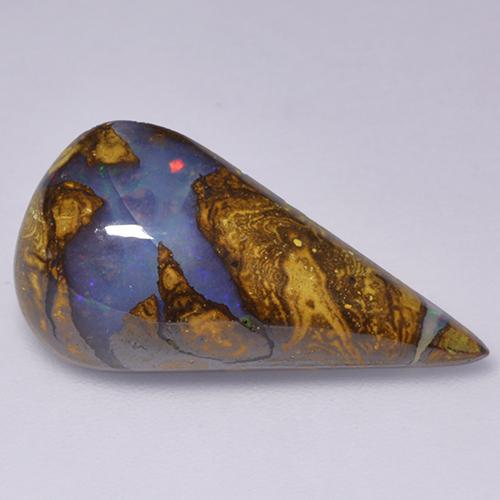 Ópalo boulder multicolor natural de 7,06 ct, en forma de pera, opaco