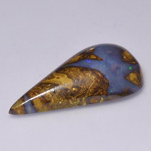 Ópalo boulder multicolor natural de 7,06 ct, en forma de pera, opaco