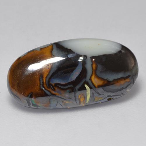 Ópalo boulder multicolor natural de 6,31 ct, corte óvalo, opaco