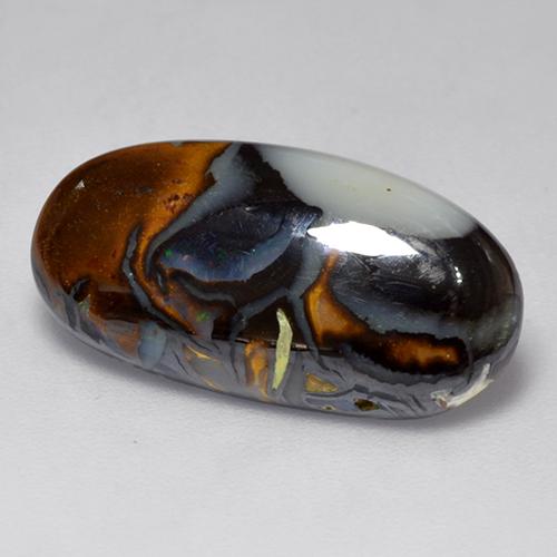 Ópalo boulder multicolor natural de 6,31 ct, corte óvalo, opaco