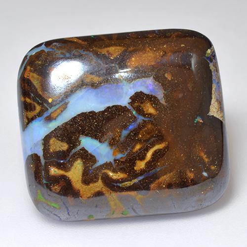 Ópalo boulder multicolor natural de 25,04 ct, corte cojín, opaco