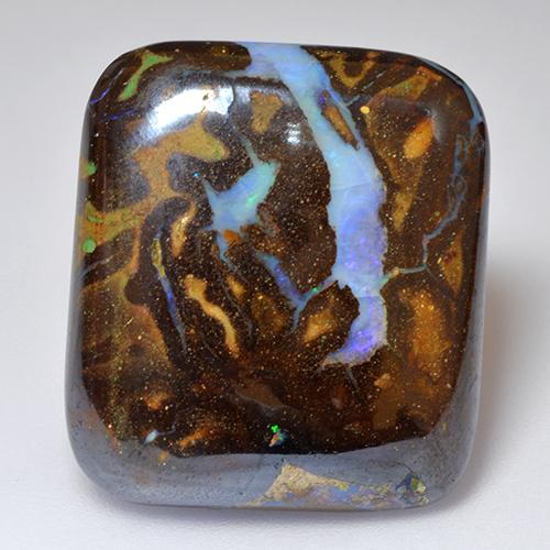 Ópalo boulder multicolor natural de 25,04 ct, corte cojín, opaco