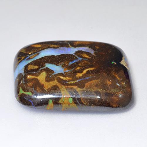 Ópalo boulder multicolor natural de 25,04 ct, corte cojín, opaco