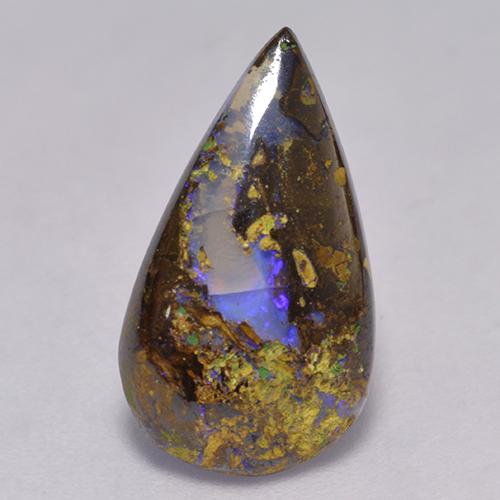 Ópalo boulder multicolor natural de 2,84 ct, en forma de pera, translúcido