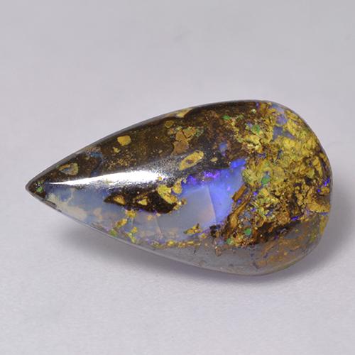 Ópalo boulder multicolor natural de 2,84 ct, en forma de pera, translúcido