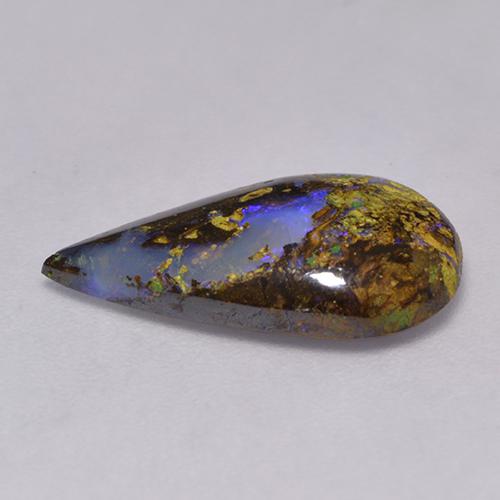 Ópalo boulder multicolor natural de 2,84 ct, en forma de pera, translúcido