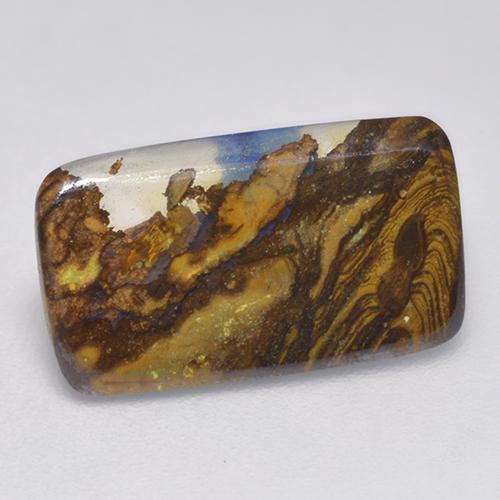 Ópalo boulder multicolor natural de 2,58 ct, corte cojín, translúcido