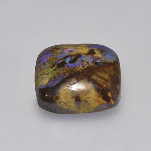 Ópalo boulder multicolor natural de 1,31 ct, corte cojín, opaco