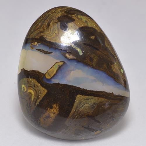Ópalo boulder multicolor natural de 18,81 ct, forma elegante, translúcido