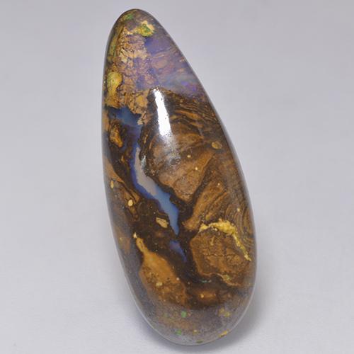 Ópalo boulder multicolor natural de 14,32 ct, en forma de pera, translúcido
