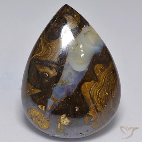 Ópalo de roca Multicolor natural de 30.50 ct, En forma de pera, Translúcido