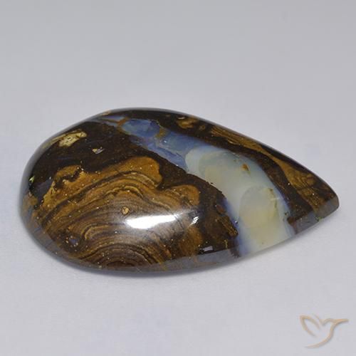 Ópalo de roca Multicolor natural de 30.50 ct, En forma de pera, Translúcido