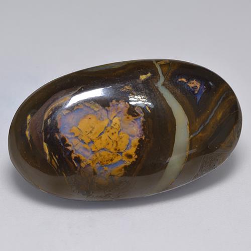 Ópalo boulder multicolor natural de 41,33 ct, corte óvalo, opaco