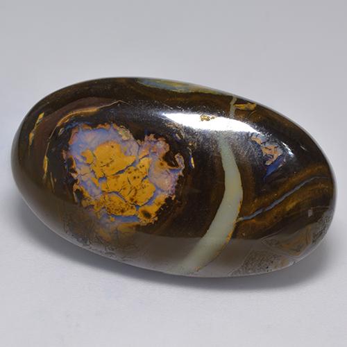Ópalo boulder multicolor natural de 41,33 ct, corte óvalo, opaco